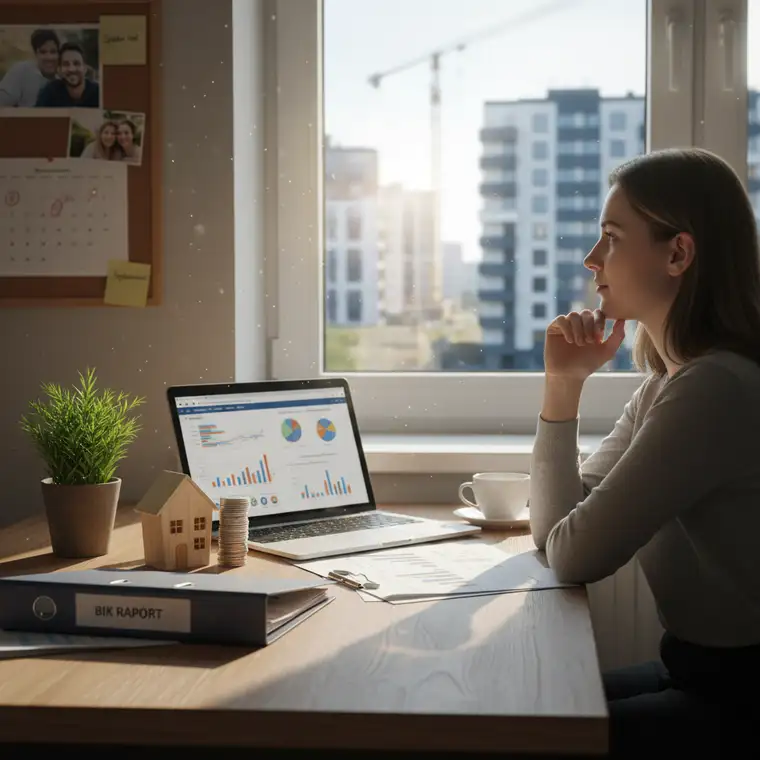 Mężczyzna monitorujący historię kredytową w BIK po konsolidacji, przygotowujący się do złożenia wniosku o kredyt hipoteczny