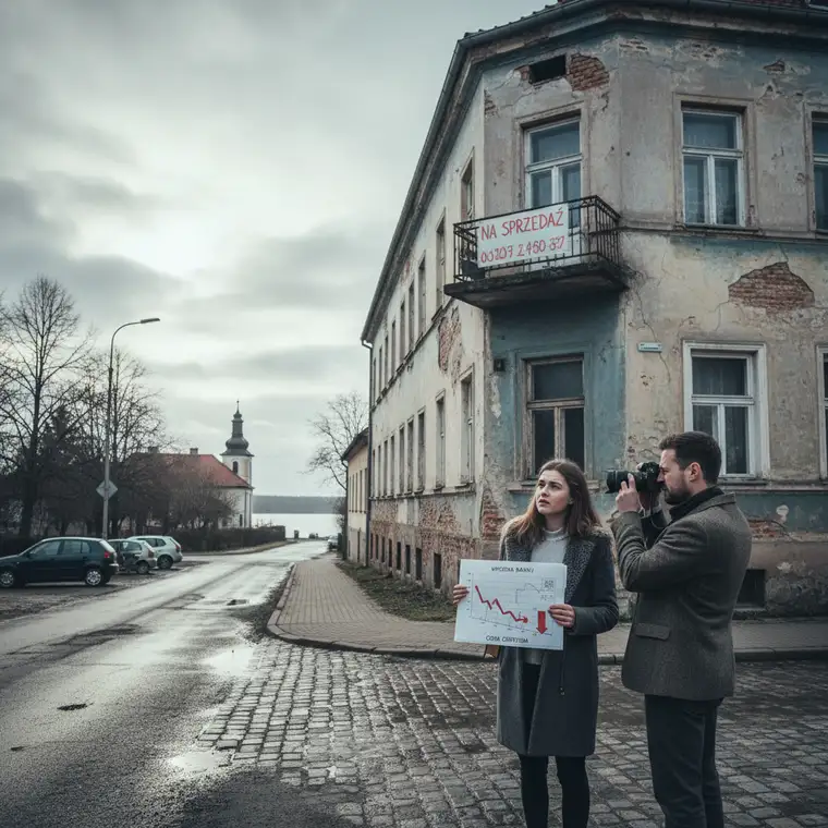 Kupujący analizuje operat szacunkowy i ofertę kredytu hipotecznego na mieszkanie z rynku wtórnego w małym mieście po konserwatywnej wycenie banku