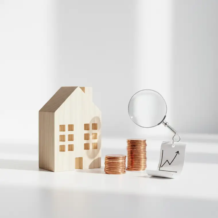 Para analizująca zdolność kredytową i ryzyko kredytu hipotecznego na mieszkanie inwestycyjne pod wynajem na tle planu mieszkania