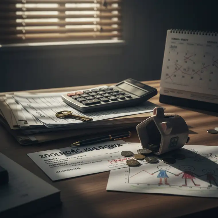 Para analizująca raport BIK i wpływ komornika oraz alimentów na zdolność kredytową, rozmowa z doradcą kredytowym