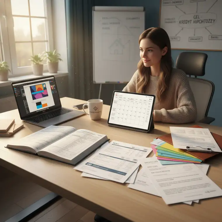 Przedsiębiorca analizuje dokumenty: KPiR, PIT i wyciągi z konta, aby zbudować zdolność kredytową przy dochodzie z działalności gospodarczej do 2 lat