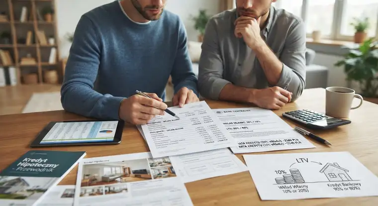 Schemat finansowania mieszkania - wkład własny w kredycie hipotecznym przy wkładzie 10% i 20%, ubezpieczenie niskiego wkładu i wpływ na ratę